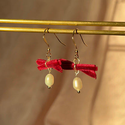 Bow and Pearl Earrings